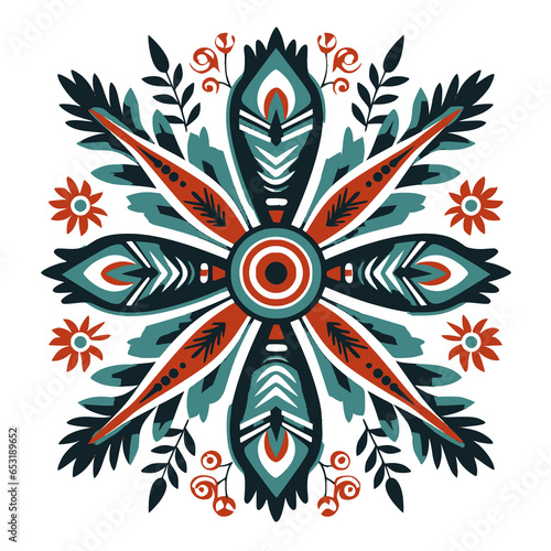 Teal, Orange, and Red Elements of Native American Heritage