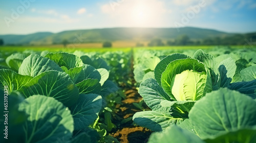 Landscape view of a cabbage field
