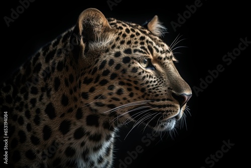 portrait of leopard in black background