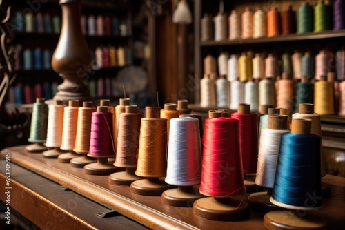 spools of thread in a traditional tailoring shop