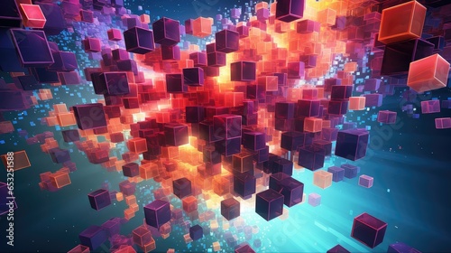 digital voxel artificial cubes illustration abstract 3d, futuristic pixel, virtual render digital voxel artificial cubes