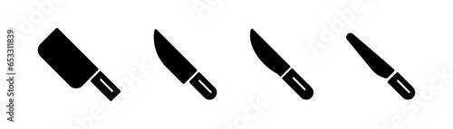 Knife glyph icon. Kitchen knife icon set. Sharp knife glyph icon. Sharp blade illustration. Stock vector illustration.