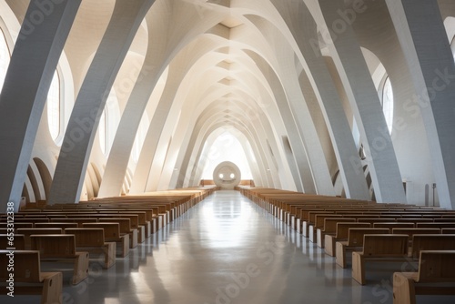 Empty interior shape of the churches amplifies spiritual energy. Generative AI.