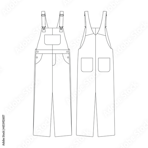 template bib overall vector illustration flat design outline clothing collection