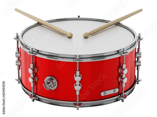 Snare drum set isolated on transparent background. 3D illustration