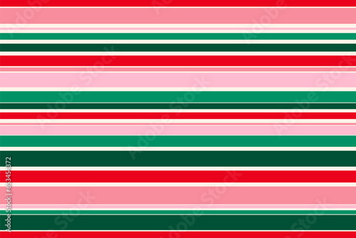 Horizontal stripes seamless pattern in Christmas colors. Retro 80-90â€™s fashion style background. Vector colorful lines. Abstract geometric design template. Repeat texture for decor, wrapping paper