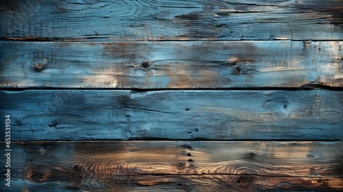 This abstract wooden plank artwork evokes a feeling of tranquility and peacefulness, with its juxtaposition of cool blue tones and warm brown hues creating a unique harmony