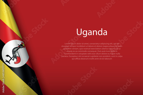 national flag Uganda isolated on background with copyspace