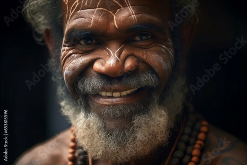 Papua islander warrior man. Village ritual. Generate Ai