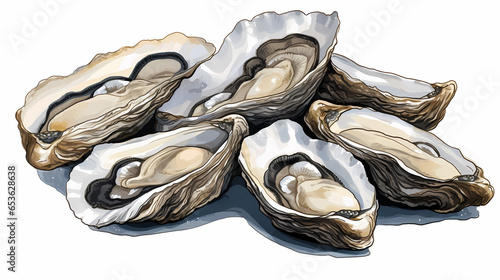 Hand drawn cartoon fresh oyster illustration 