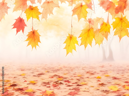 photo blurred dry autumn leaves in nature, generated by AI