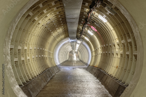 Greenwich foot tunnel beneath the River Thames in London, England