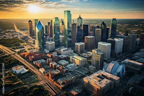 Aerial view of downtown Dallas, Texas, USA. Generative AI