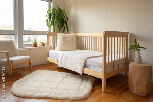 organic cotton crib mattress in a babys room