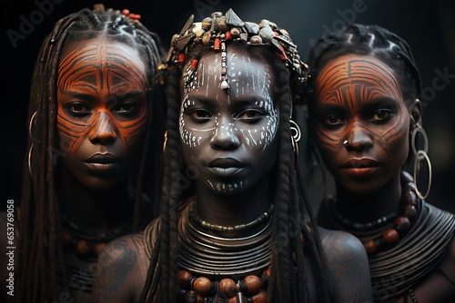 The Mursi Tribe - Renowned for their lip plates in Ethiopia.Generated with AI