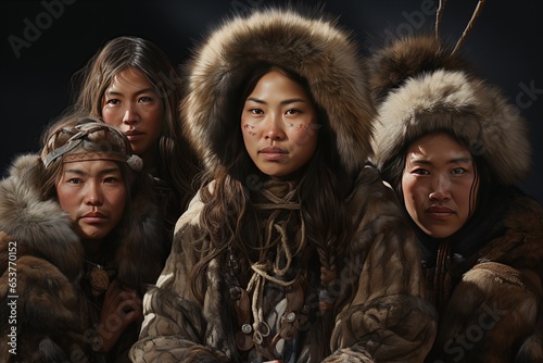 The Nenets People Nomadic reindeer herders of Siberia Arctic tundra.Generated with AI