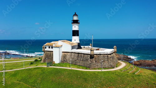 Downtown of Salvador Bahia Brazil. Historic buildings at tourism postcard. Historic centre of city. Travel destination. Vacation travel.