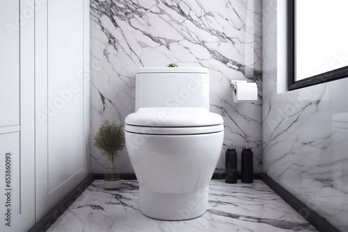white toilet in bathroom in modern interior