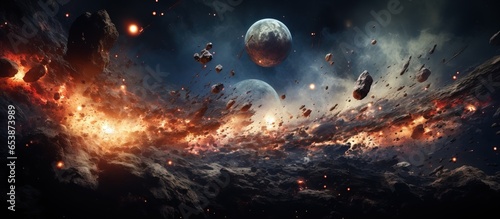 Planets colliding create new worlds including Moon Universe formation