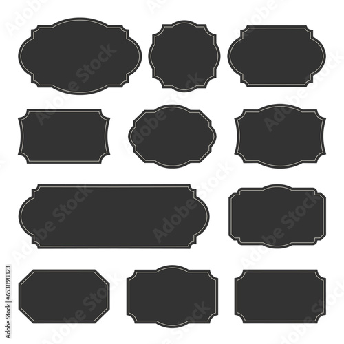 Blank Stickers and Label Frames Set Isolated on Monochrome Background