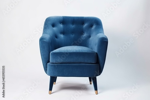 isolated blue armchair on white background. Generative AI