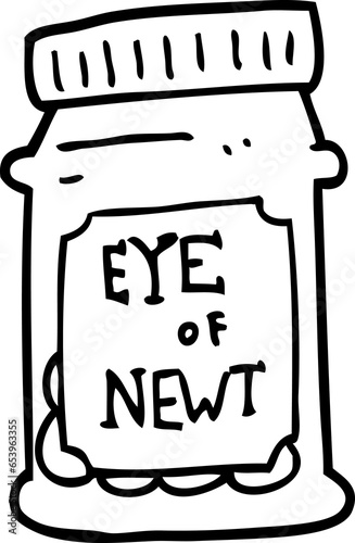 line drawing cartoon eye of newt bottle