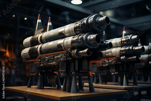Antiaircraft missiles on display in a museum