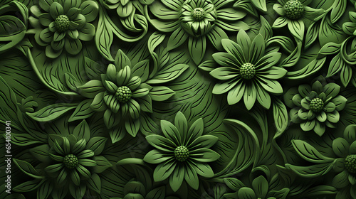 Green background with leafy flower ornaments 
