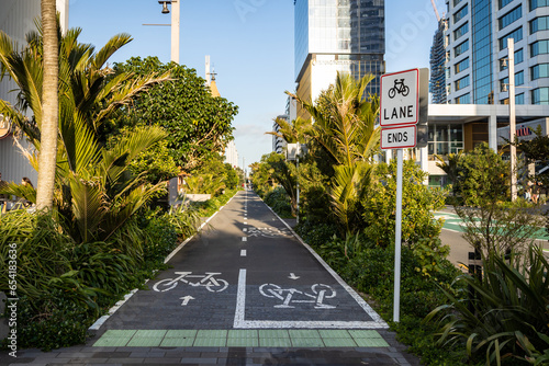 cycleway on quay street, auckland city waterfront, New Zealand