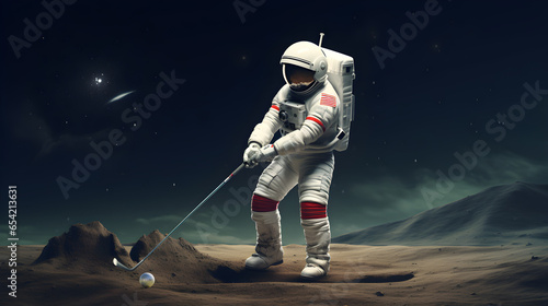 Astronauts are playing golf on the moon.