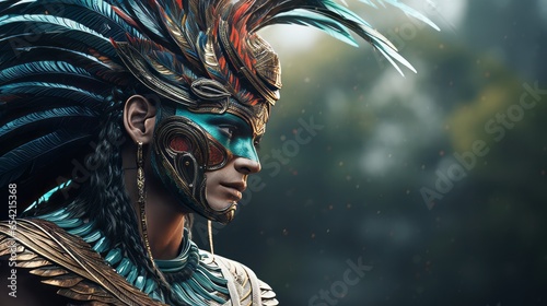 Quetzalcoatl - The feathered serpent, azteken god of wind and wisdom.generative ai 