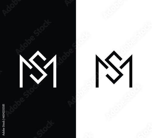 Monogram Letter MS Logo Design. Black and White Logo. Usable for Business Logos. Vector Logo Design Template