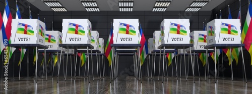 Central African Republic - polling station with many voting booths - election concept - 3D illustration
