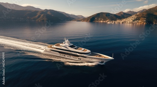 Aerial view of luxury yacht