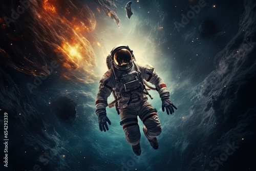 astronaut in a spacesuit in outer space 