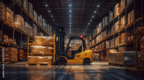 High-tech warehouse as forklifts zip around, ensuring smooth operations