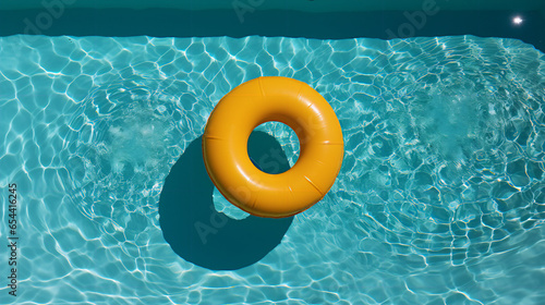 Yellow pool float in the swimming pool