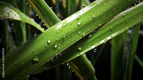 fresh ripe sugarcane with shimmering waterdrops, 16:9, Concept: nature background