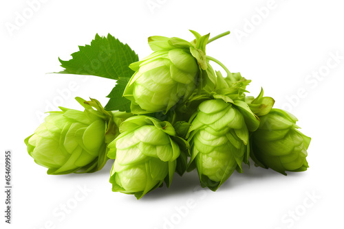Green hops isolated on a transparent background, Generative AI