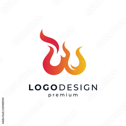 modern and abstract letter W with fire logo design