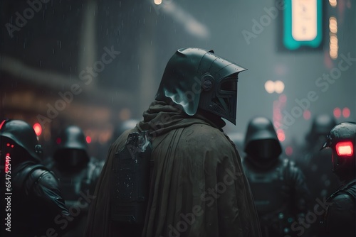screenshot futuristic 2022 film of communist guerillas in the deser fighting the government futuristic armor in display and red banners being hold hyperrealistic realistic cinematic shot in the rain 