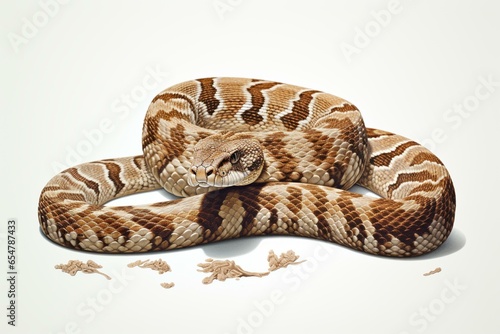 Realistic full-body image of Aruba rattlesnake against white background. Generative AI