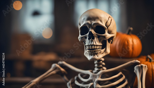 A grinning skeleton ready for some Halloween fun ai generated