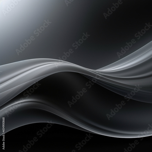 minimalistic modern abstract wallpaper with black and grey waves on a dark background