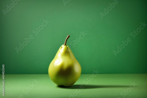 pear on green background, copy space
