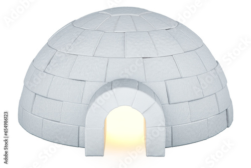 Igloo, front view. 3D rendering isolated on transparent background