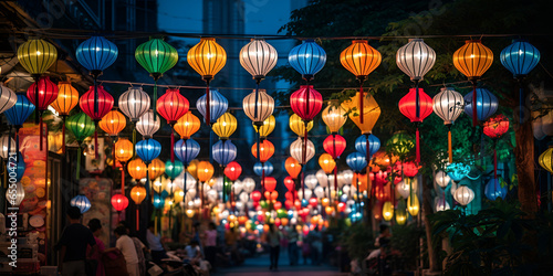 Lantern festival in vietnam hoi an stock photo Generative Ai