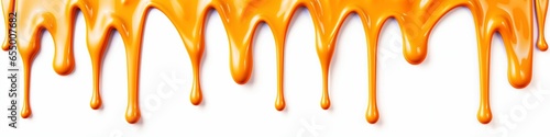 Orange Dripping slime banner, isolated, white background