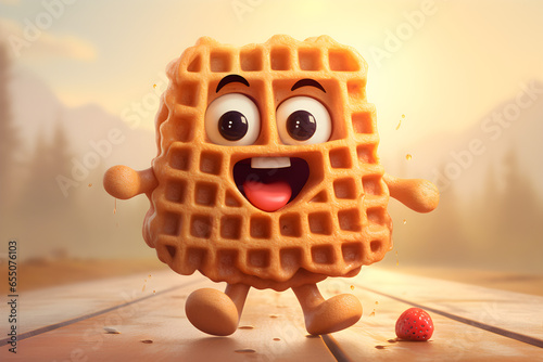 Cute cartoon waffle character