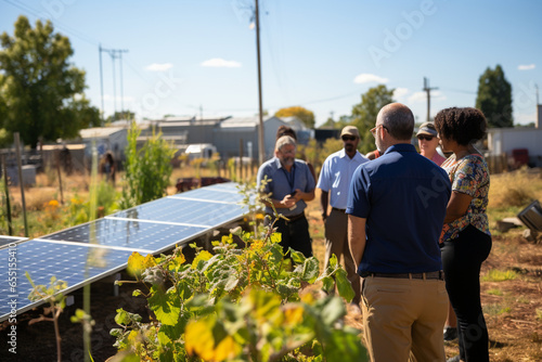 diverse group of people participating in a community solar garden, underlining the collaborative approach to renewable energy